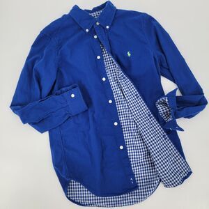 Ralph Lauren Mens Custom Fit Blue Gingham Lined Long Sleeve Button-Down Shirt L